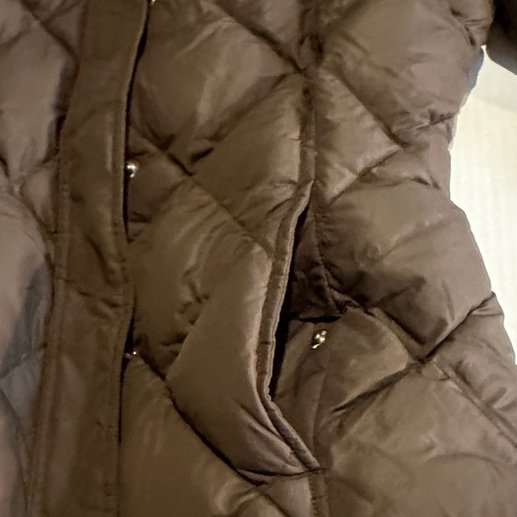 Eddie Bauer Brown goose down Quilted Puffer Jacket w zipper & pockets buttons - Picture 6 of 16